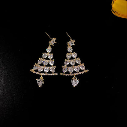 Kerstboom Oorbellen met Strassstenen Glitter voor Dames