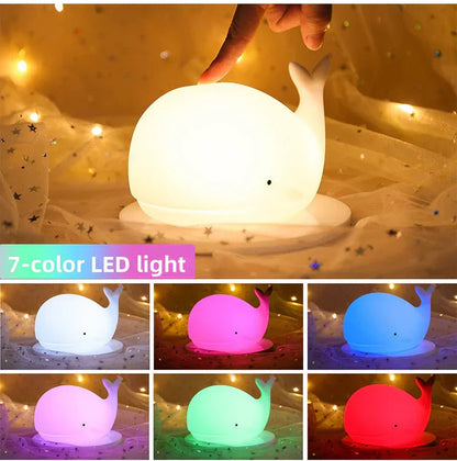 GlowWhale Nachtlampje – Zacht Siliconen, Touch-Bediening & Rustgevend Kleurenlicht 7