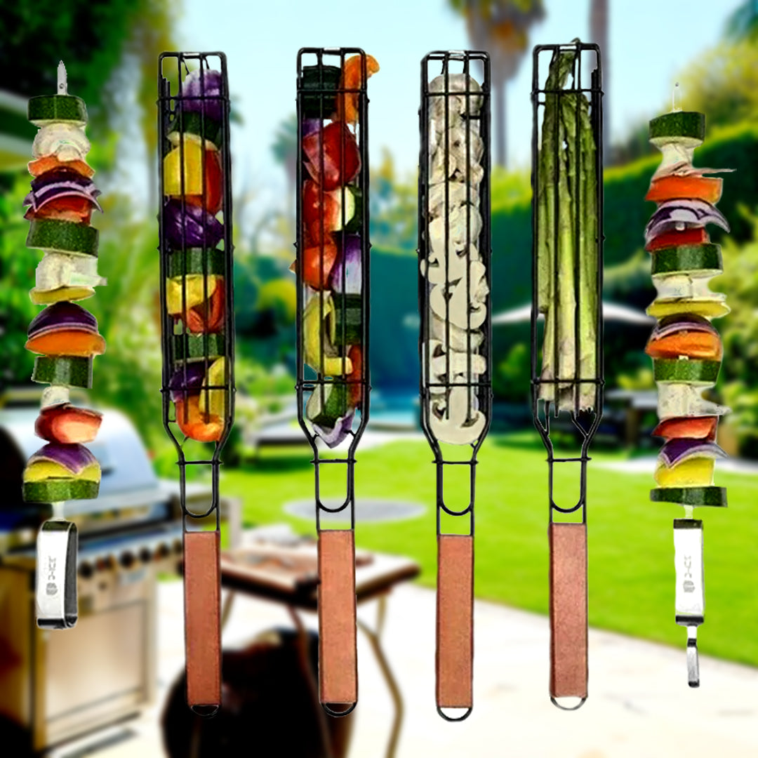 Draagbare BBQ Grillpan met Houten Handvat en Anti-kleeflaag - Velinix
