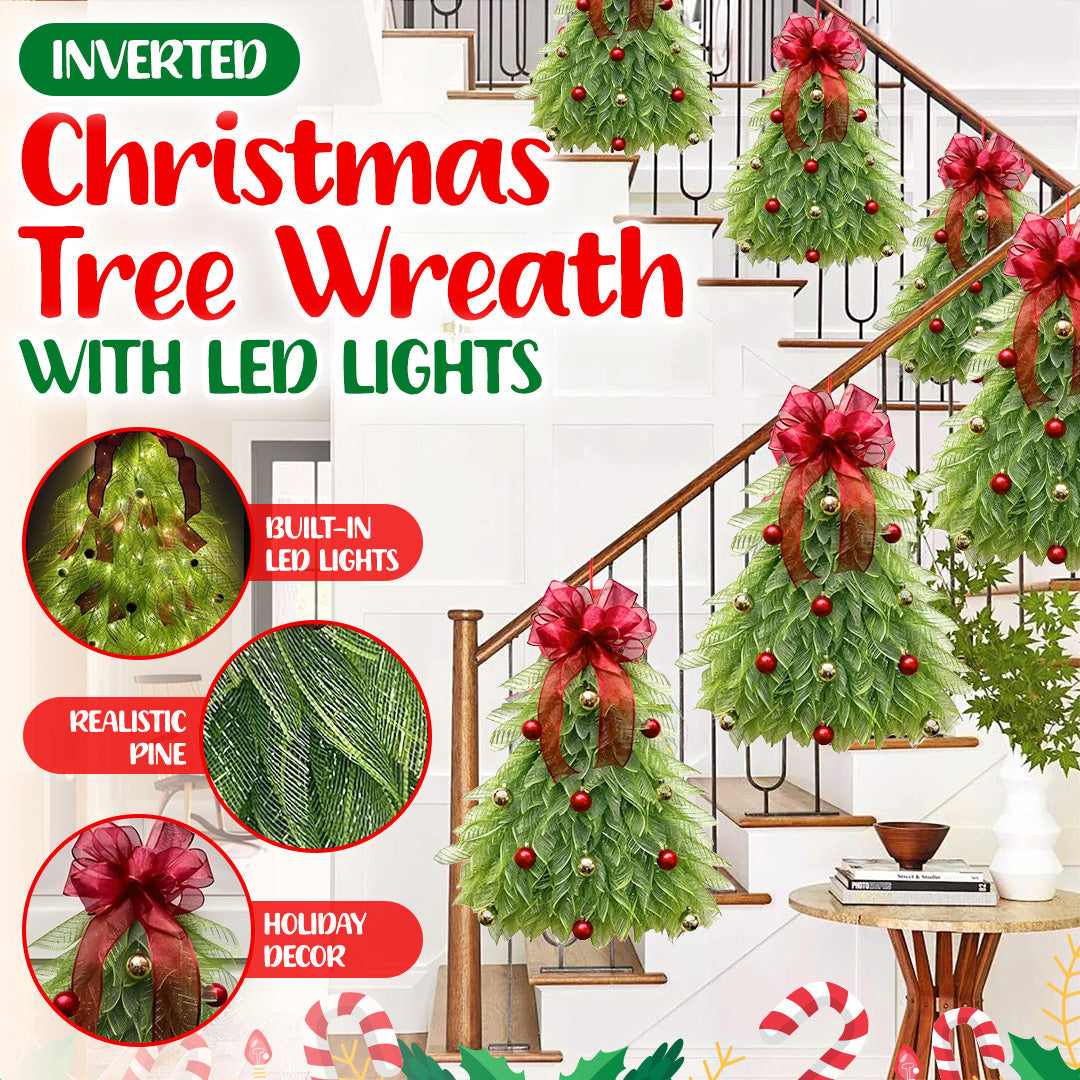 Kerstkrans met LED Verlichting en Rode Strik - Velinix