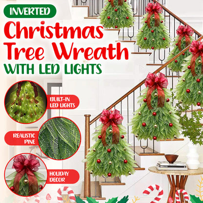 Kerstkrans met LED Verlichting en Rode Strik - Velinix