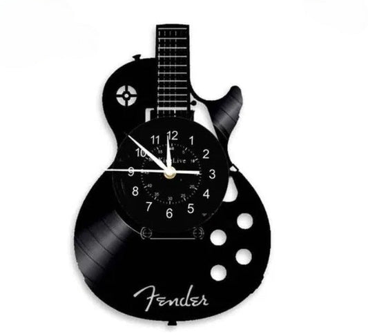 Guitarhero Wandklok Zwart Stijlvol Design - Velinix