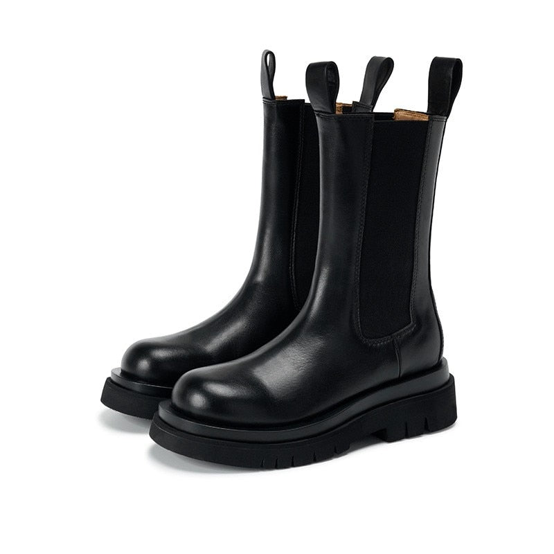 Laarzen Chelsea Boots Leer Zwart - Velinix