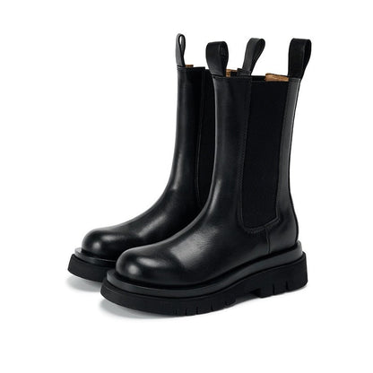 Laarzen Chelsea Boots Leer Zwart - Velinix