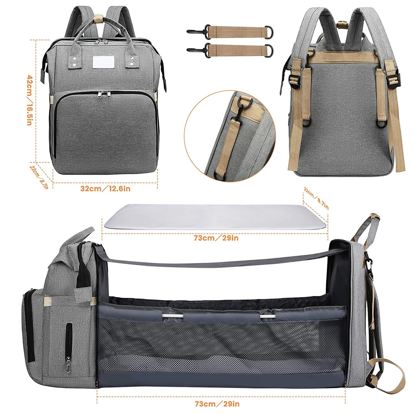 2-in-1 Luiertas Baby Rugzak Draagbaar