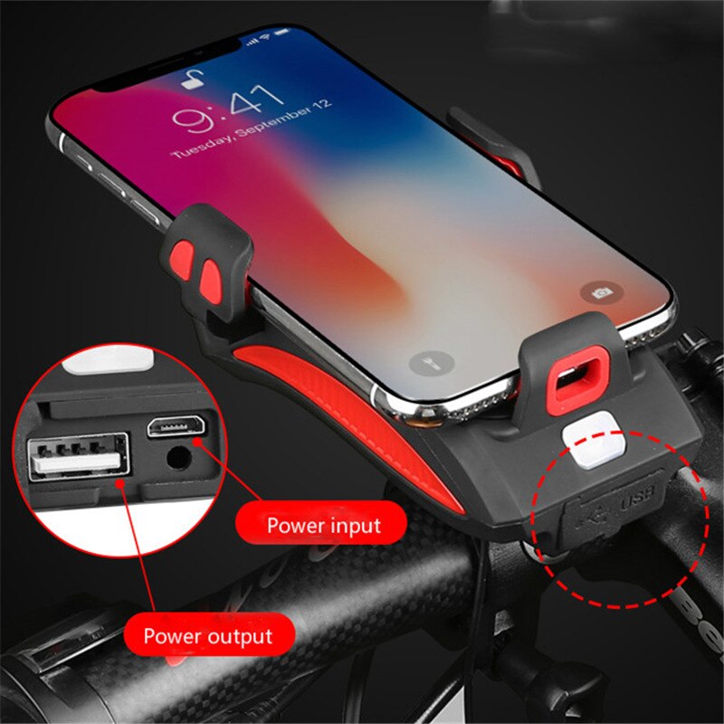 Fiets Telefoonhouder met Powerbank en Verlichting