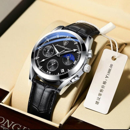 Mannenhorloge Luxe Leerband Staal