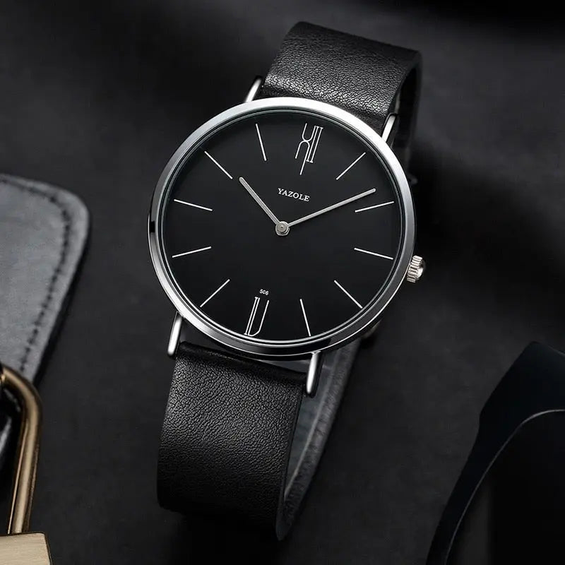 Mannenhorloge – Elegant RVS Horloge 40 mm met Lederen Armband