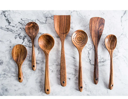 Teak Keukenset 7-Delig Elegante Houten Keukenaccessoires