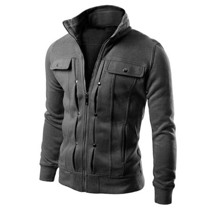 Mannen Zip Up Jasje Met Rechte Kraag