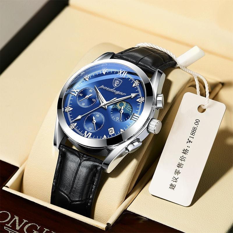 Mannenhorloge Luxe Leerband Staal