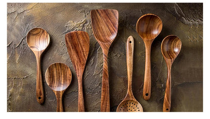 Teak Keukenset 7-Delig Elegante Houten Keukenaccessoires