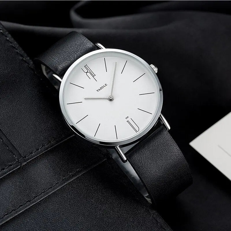 Mannenhorloge – Elegant RVS Horloge 40 mm met Lederen Armband