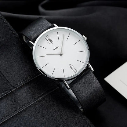 Mannenhorloge – Elegant RVS Horloge 40 mm met Lederen Armband