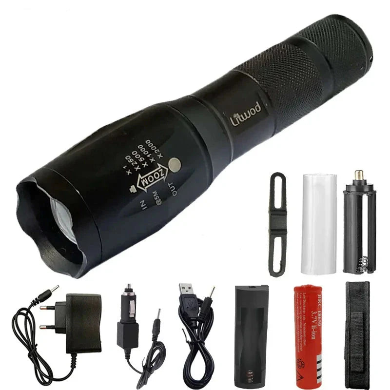 LED Zaklamp Tactisch met 5 Standen en Zoomfunctie
