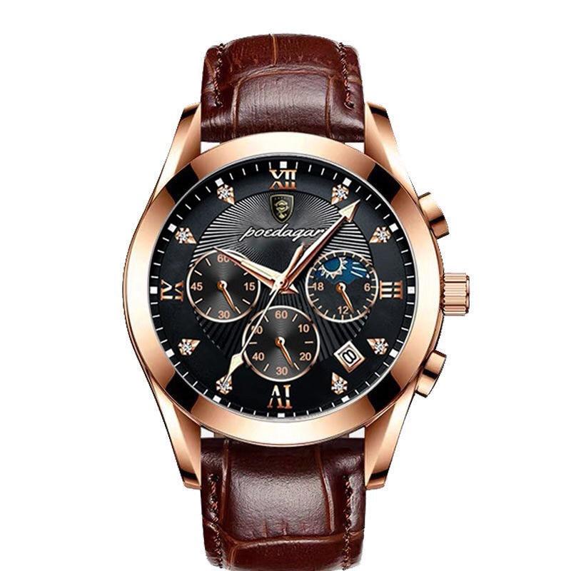 Mannenhorloge Luxe Leerband Staal - Velinix