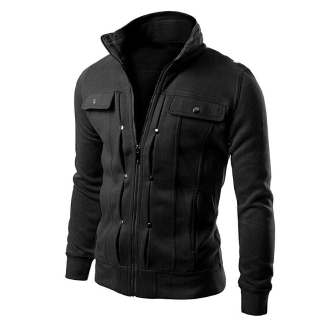 Mannen Zip Up Jasje Met Rechte Kraag