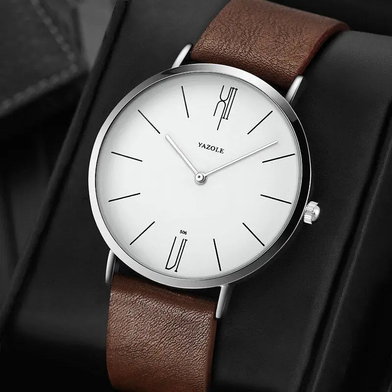 Mannenhorloge – Elegant RVS Horloge 40 mm met Lederen Armband
