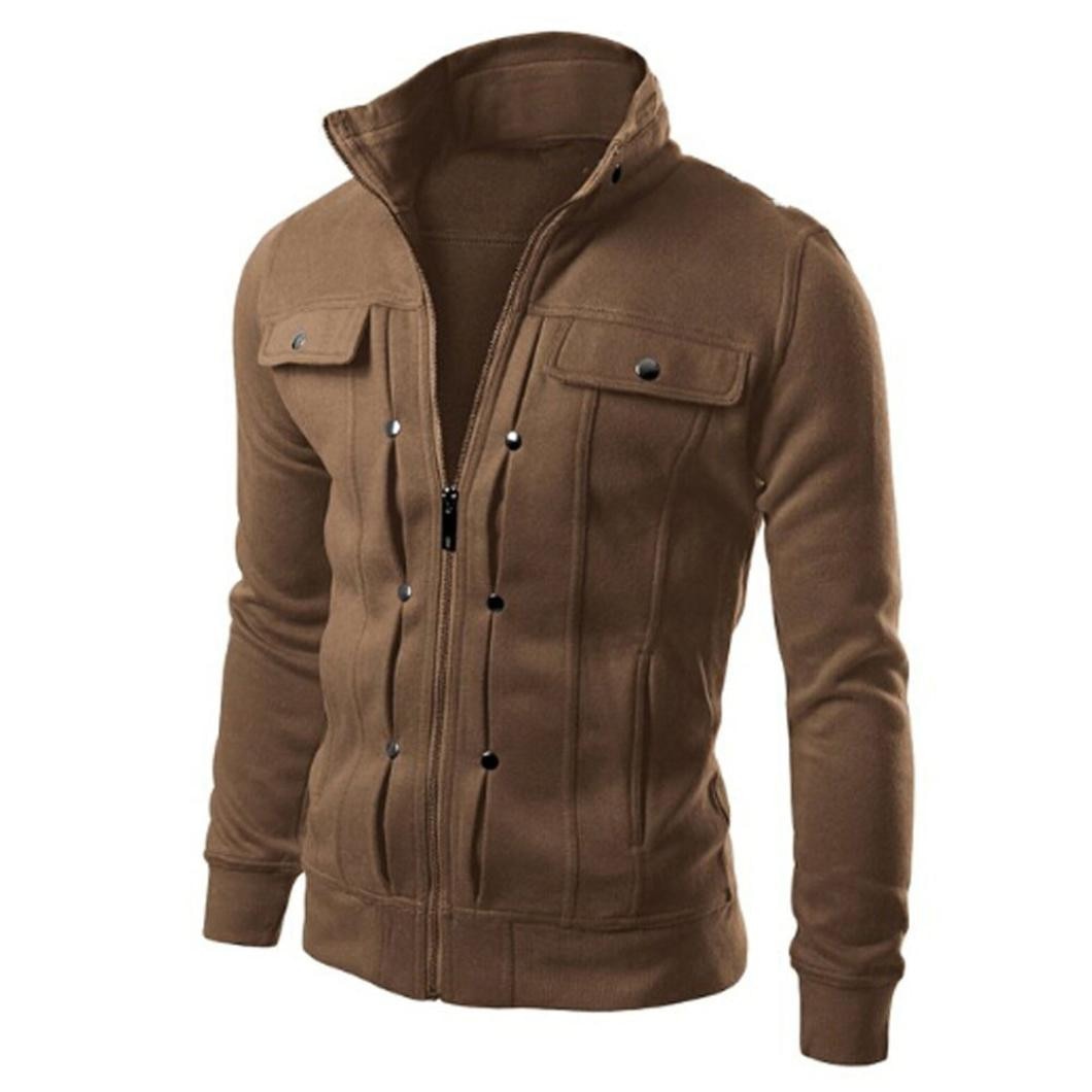 Mannen Zip Up Jasje Met Rechte Kraag