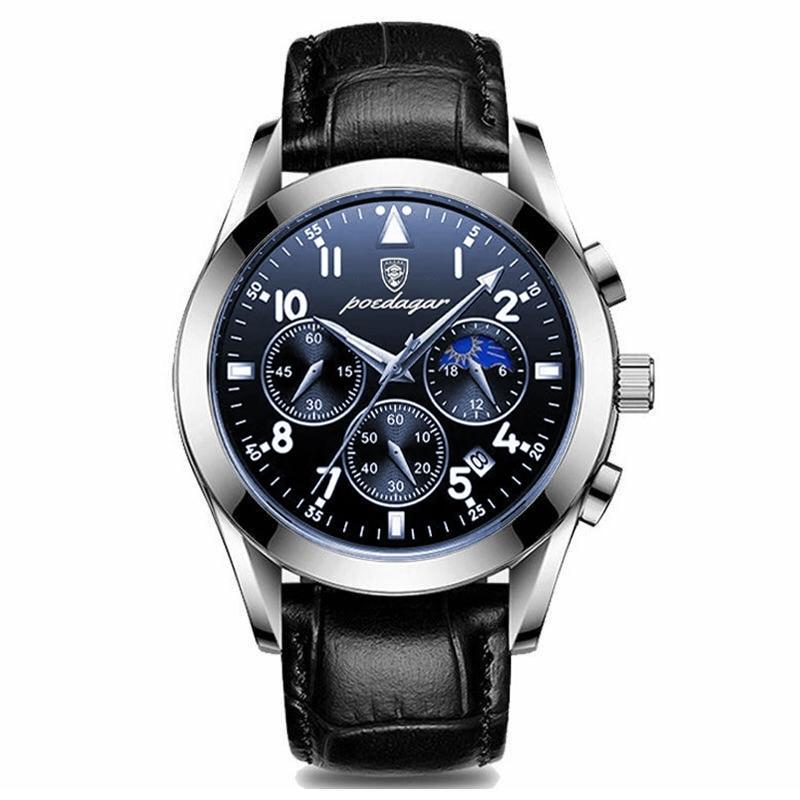 Mannenhorloge Luxe Leerband Staal