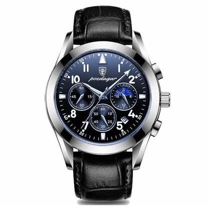 Mannenhorloge Luxe Leerband Staal
