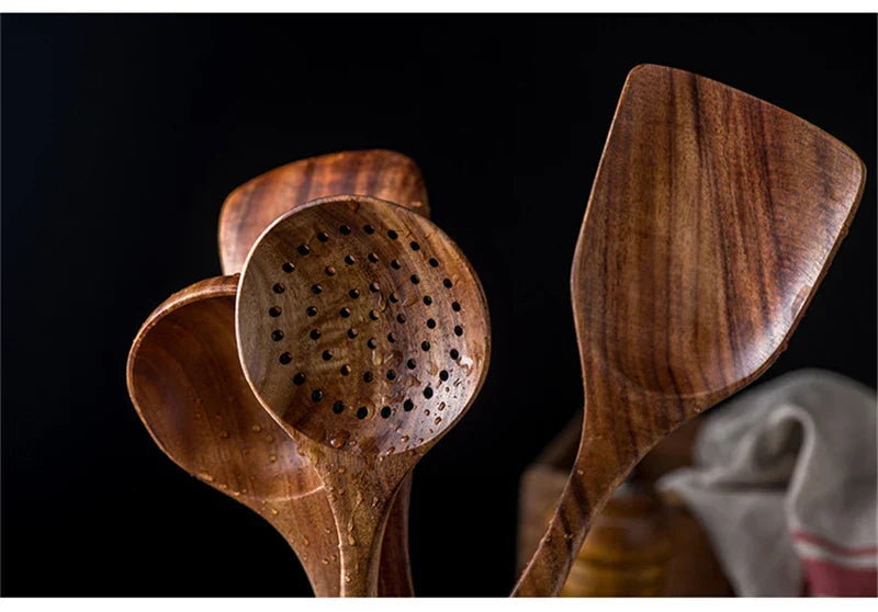 Teak Keukenset 7-Delig Elegante Houten Keukenaccessoires