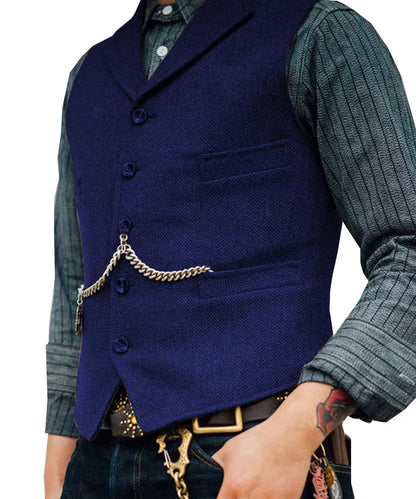 Tweed Gilet Heren Slim Fit Traditioneel Design