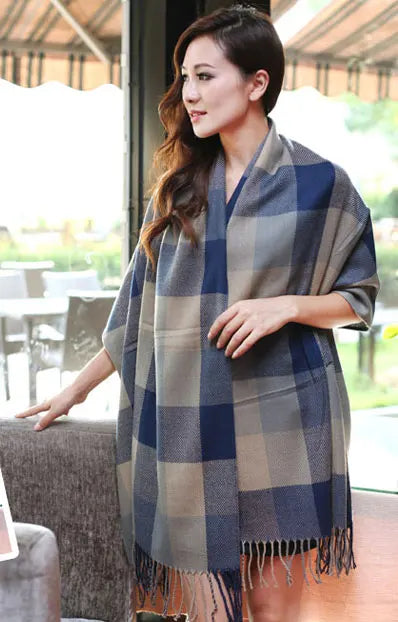 Ruit Sjaal Vrouw Luxe Warm Elegante Stijl