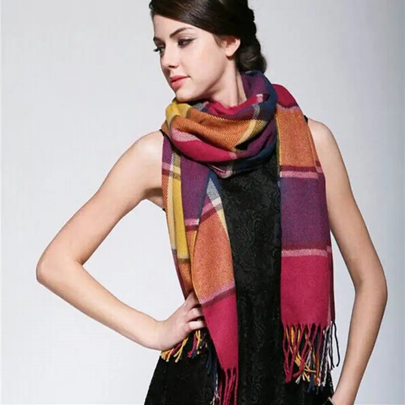 Ruit Sjaal Vrouw Luxe Warm Elegante Stijl