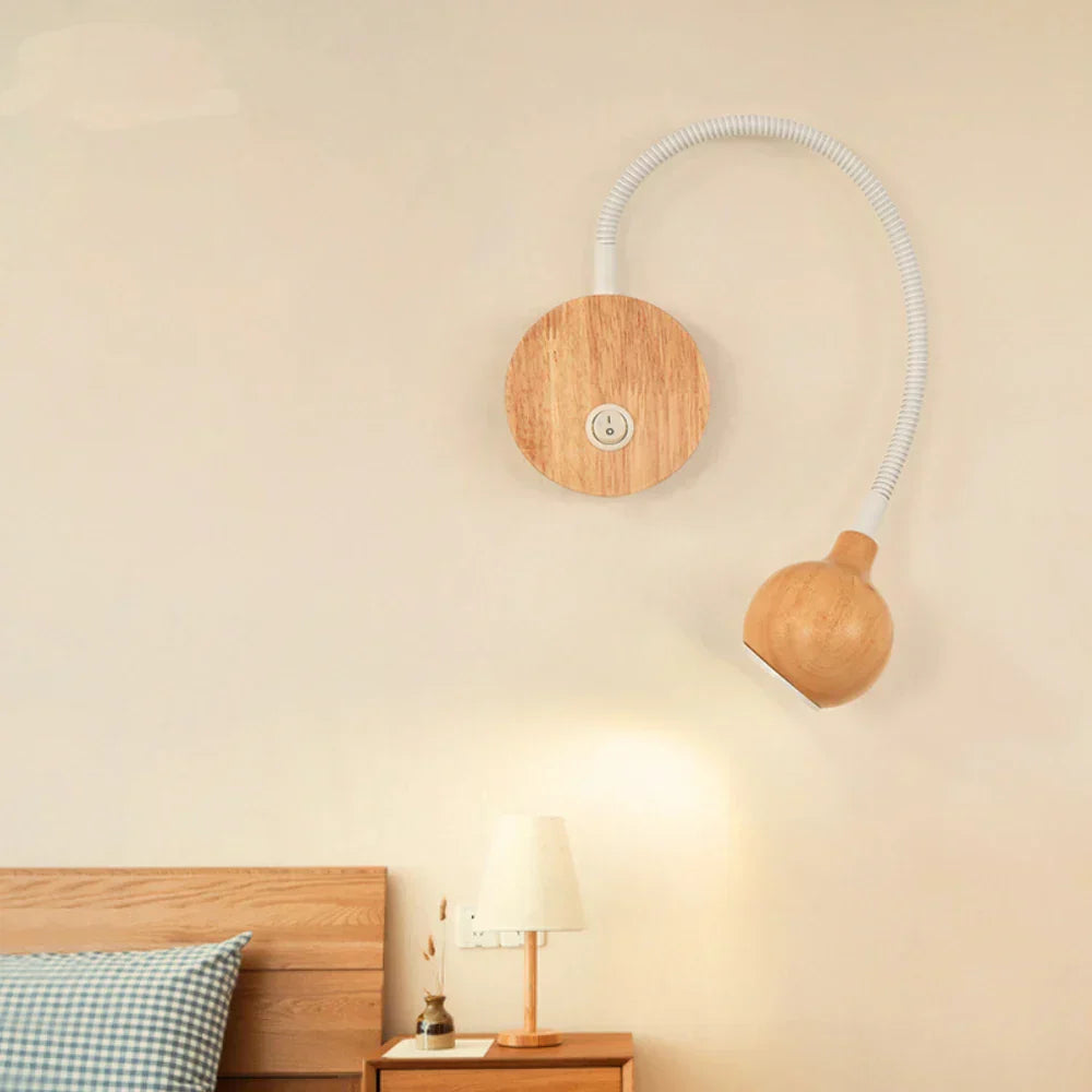 LED Wandlamp van Hout met Dimbare Verlichting