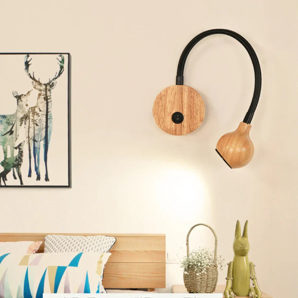 LED Wandlamp van Hout met Dimbare Verlichting