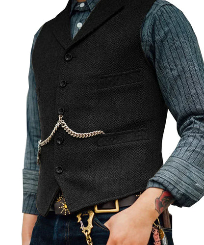 Tweed Gilet Heren Slim Fit Traditioneel Design