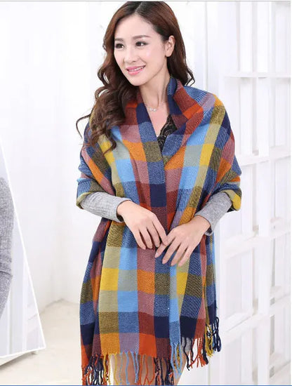 Ruit Sjaal Vrouw Luxe Warm Elegante Stijl