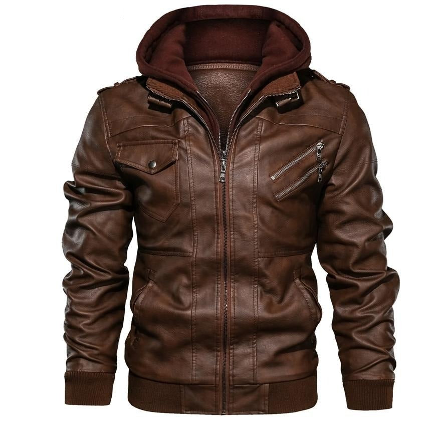 Heren Motorjas van Kunstleer Leerlook
