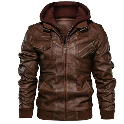 Heren Motorjas van Kunstleer Leerlook