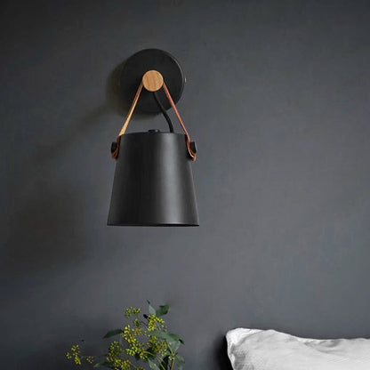 Wandlamp Hout en Leder Scandinavisch Design Moderne Verlichting