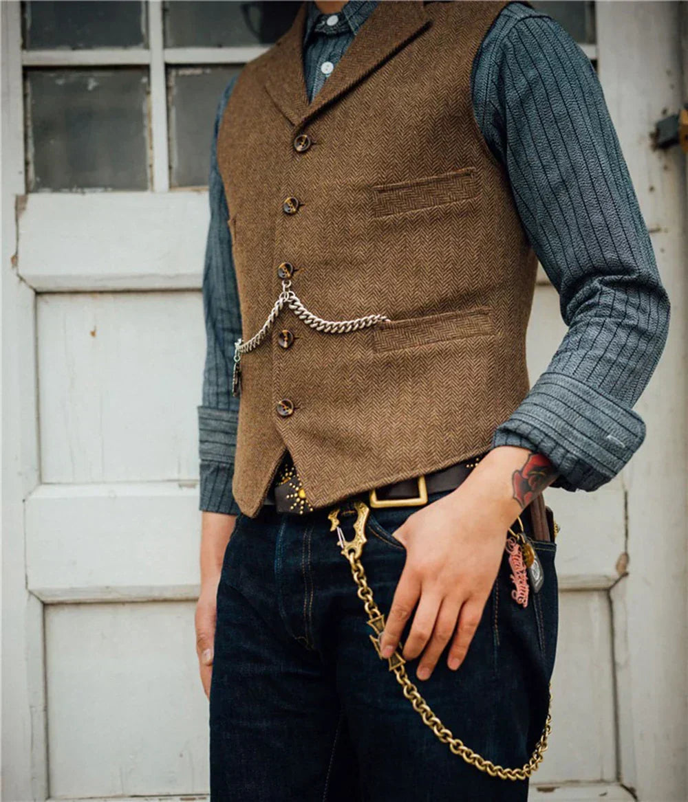 Tweed Gilet Heren Slim Fit Traditioneel Design - Velinix