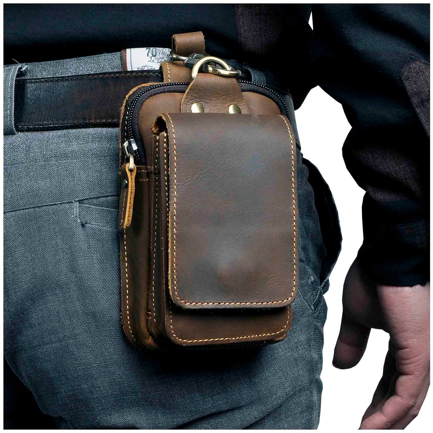Lederen Waist Bag voor Heren Riem Met Klap - Velinix