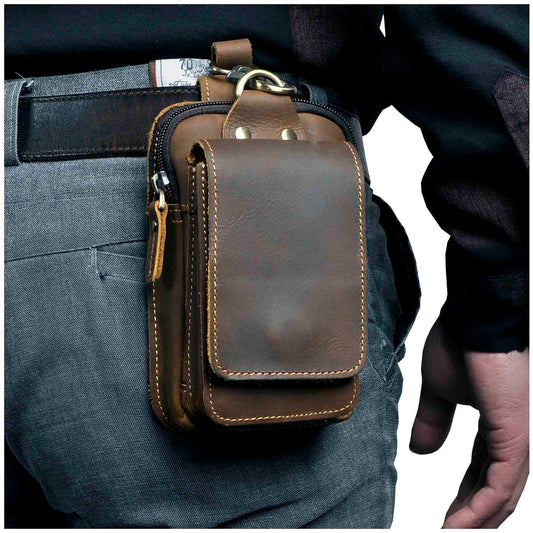 Lederen Waist Bag voor Heren Riem Met Klap - Velinix