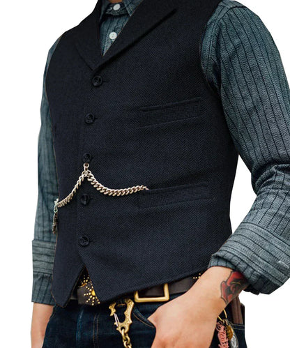 Tweed Gilet Heren Slim Fit Traditioneel Design