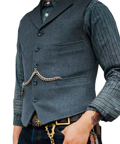 Tweed Gilet Heren Slim Fit Traditioneel Design