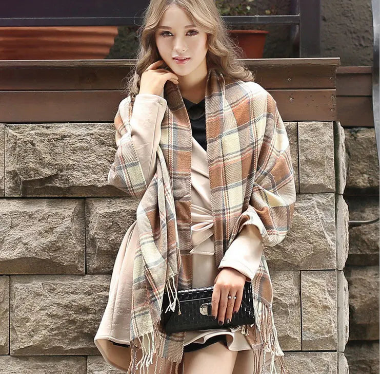Ruit Sjaal Vrouw Luxe Warm Elegante Stijl