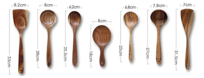 Teak Keukenset 7-Delig Elegante Houten Keukenaccessoires