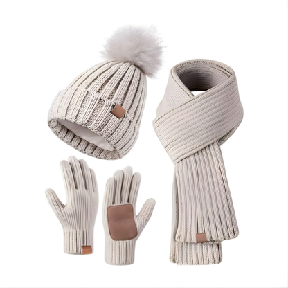 Warme Gebreide Winterset: Muts, Sjaal en Handschoenen