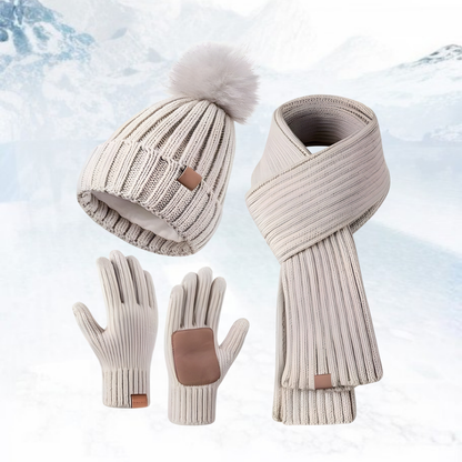 Warme Gebreide Winterset: Muts, Sjaal en Handschoenen - Velinix