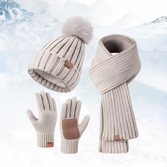 Warme Gebreide Winterset: Muts, Sjaal en Handschoenen - Velinix