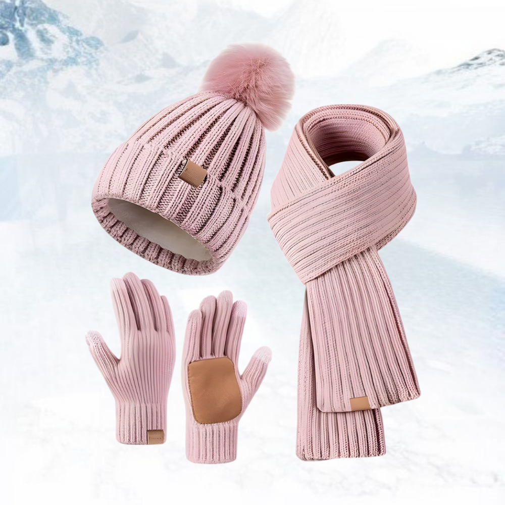 Warme Gebreide Winterset: Muts, Sjaal en Handschoenen