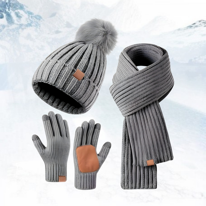 Warme Gebreide Winterset: Muts, Sjaal en Handschoenen