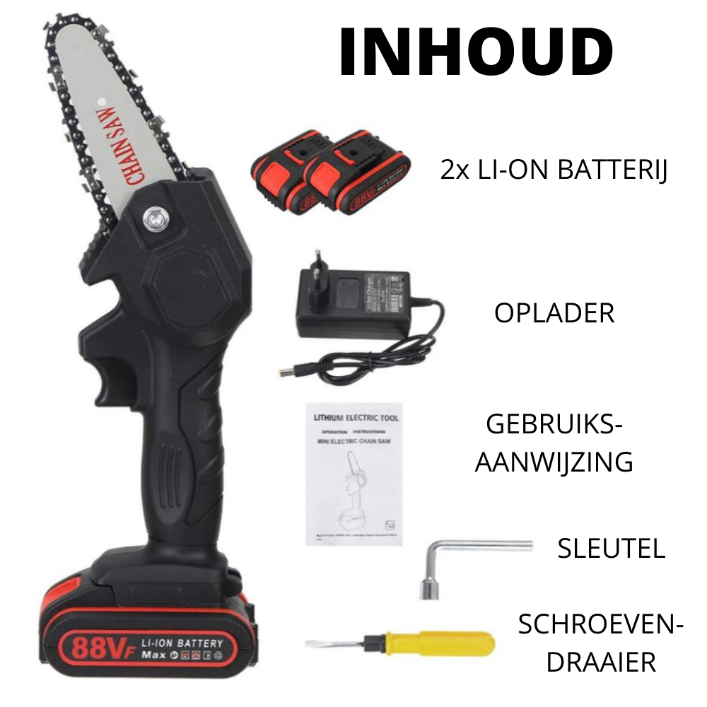 Accu Kettingzaag Handzaag Compact voor Snoeien en Tuinonderhoud