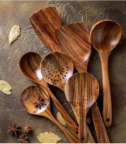 Teak Keukenset 7-Delig Elegante Houten Keukenaccessoires